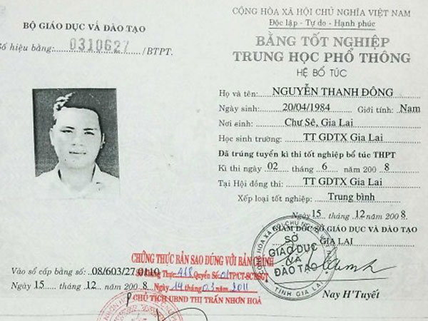 Phó chủ tịch HĐND thị trấn bị phát hiện xài bằng giả