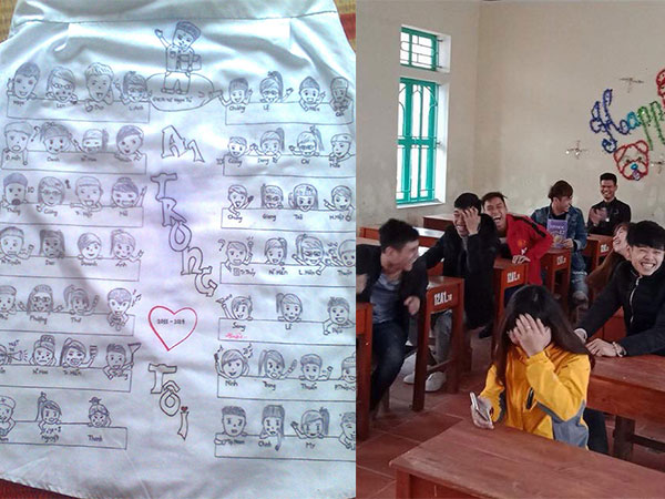Chuyện xúc động phía sau chiếc áo trắng vẽ đủ mặt 50 thành viên trong lớp: Nhớ quá cấp 3 ơi!