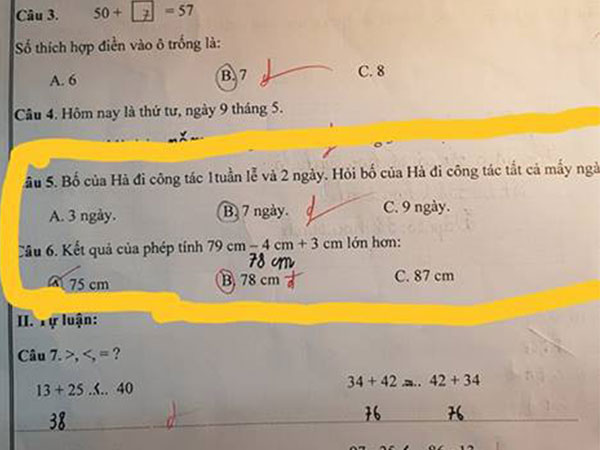 Bài toán lớp 1 khiến ông bố hoang mang phải lên mạng hỏi: 'Cô chấm đúng hay sai?'