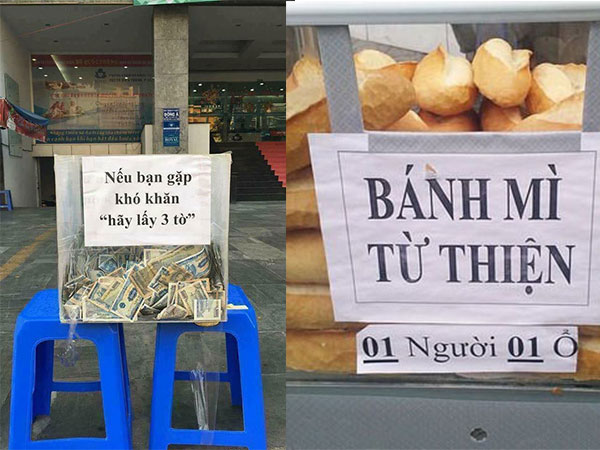 Ấm áp với hộp đựng tiền lẻ 'Nếu bạn khó khăn hãy lấy 3 tờ' ở TP Hồ Chí Minh