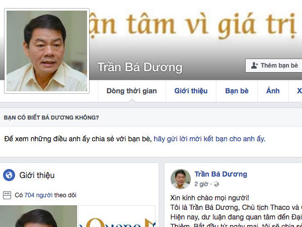 Nóng Thủ Thiêm, tỷ phú Trần Bá Dương lập Facebook công khai thông tin rồi biến mất