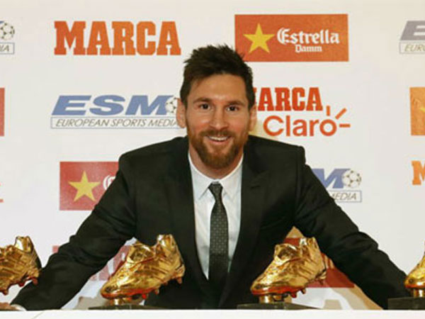 Messi giành Giày vàng châu Âu thứ năm, lập kỷ lục mới
