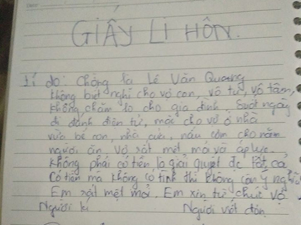 Chồng uống say về bị bẫy ký 'đơn từ chức vợ', nội dung khiến ai đọc cũng thấy xót xa