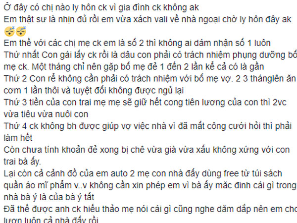 Cô nàng quyết định ôm con về nhà ngoại vì '4 nguyên tắc làm dâu' mẹ chồng đặt ra, chị em nóng mắt nhất với điều số 1