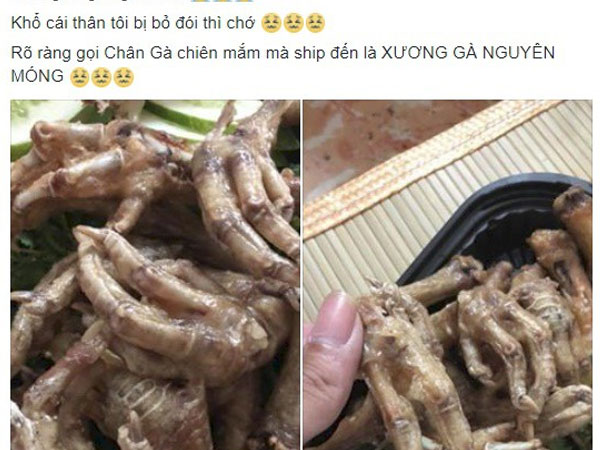 Đang cơn đói đêm, mẹ trẻ đặt mua chân gà chiên mắm, nào ngờ đụng ngay quả xương gà nguyên móng sợ hết hồn