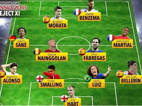 Đội hình các ngôi sao bị bỏ rơi tại World Cup 2018
