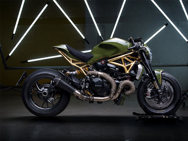 Ducati Monster 1200 R bóng bẩy với khung xe dát vàng