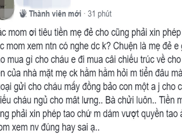 Con dâu đi mua chiếu bị mẹ chồng cằn nhằn 'tiền mẹ đẻ cho nhưng tiêu gì cũng phải xin phép'