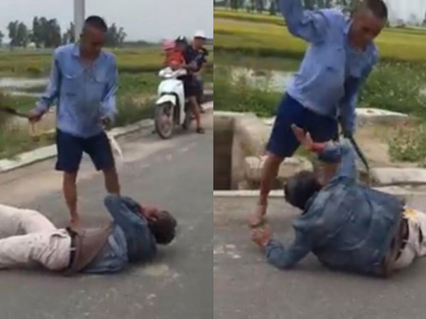 Người đàn ông trộm xe máy bị dân vây bắt, dùng dao quắm đánh liên tiếp vào tay chân chấn thương nặng