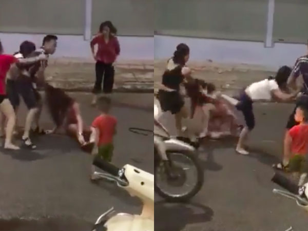 Phát hiện chồng dẫn nhân tình đi ăn, người vợ mang bầu cùng hội chị em lao vào túm tóc, đánh ghen ngay trên phố gây xôn xao