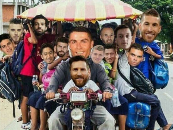 Ảnh chế Ronaldo, Messi vòng xe lại đón Neymar về nước