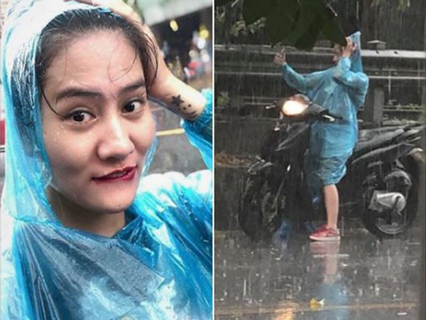 Chụp ảnh tự sướng đón mưa sau đợt nắng nóng đỉnh điểm, cô gái bỗng tạo nên trào lưu hot trên mạng xã hội