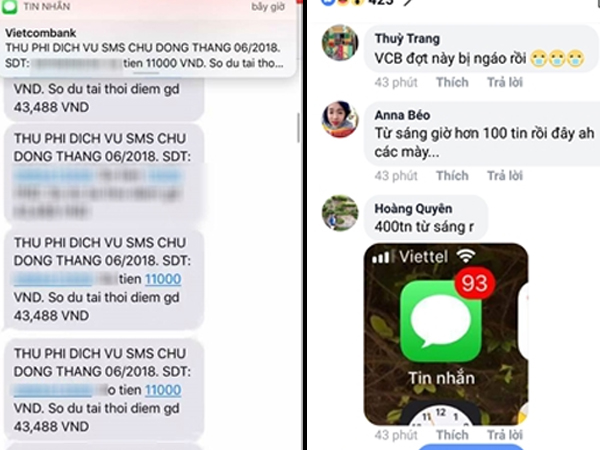 Khách hàng Vietcombank liên tục bị 'dội bom' hàng trăm tin nhắn