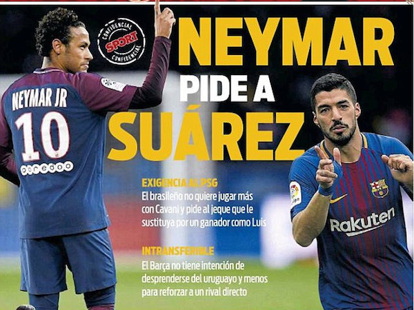 Neymar yêu cầu PSG bán Cavani mua Suarez?