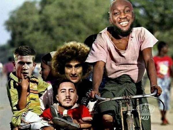 Ảnh chế 'chuyến xe tình yêu' của Messi đón thêm Lukaku cùng đồng đội