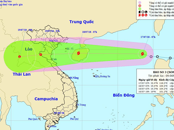 Bão Sơn Tinh băng băng vào biển Đông, gió giật cấp 10