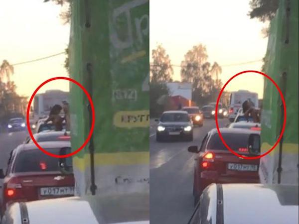 Nhân lúc tắc đường, cặp đôi mở nóc ô tô rồi vô tư 'mây mưa' như đang ở nhà
