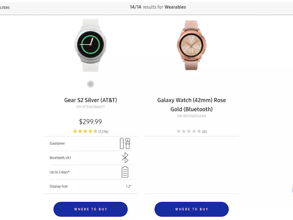 Galaxy Watch bất ngờ lộ diện trên website Samsung