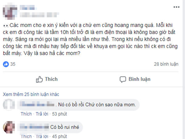 Chồng cứ đi công tác là 10 giờ đêm tắt máy, vợ lên mạng cầu cứu hội chị em