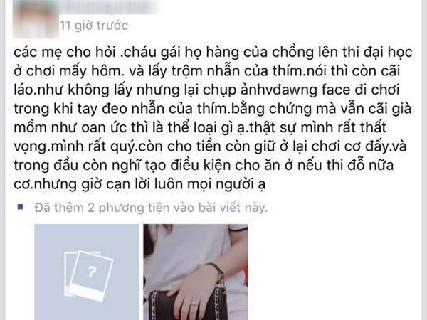 Thím tố cháu gái chồng ở nhờ còn ăn trộm nhẫn, chụp ảnh đăng Facebook, nhưng dân mạng lại tìm ra 'điểm sai sai'