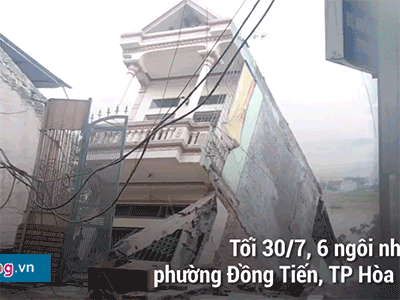 Video: 6 nhà dân bị kéo sập xuống sông Đà trong ít phút