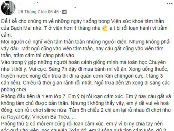 Chia sẻ về 1 tháng ở viện tâm thần của nữ sinh gây sốt mạng