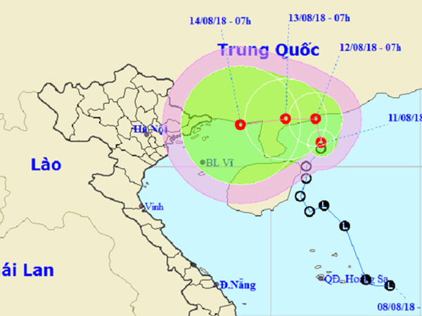 Áp thấp nhiệt đới quét ngang bờ biển Trung Quốc, hướng vào Việt Nam