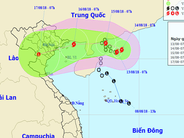 Áp thấp nhiệt đới ở biển Đông mạnh lên thành bão