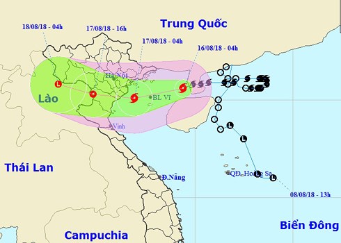 Bão số 4 chỉ còn cách Thái Bình khoảng 200km, sức gió mạnh nhất gần tâm bão giật cấp 11