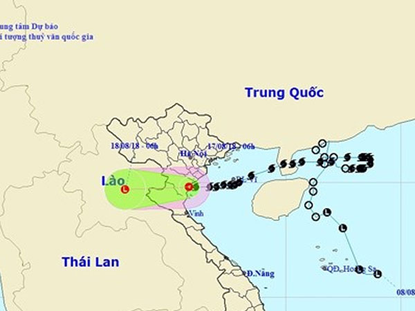 Bão số 4 suy yếu thành áp thấp nhiệt đới trên đất liền Thanh Hoá