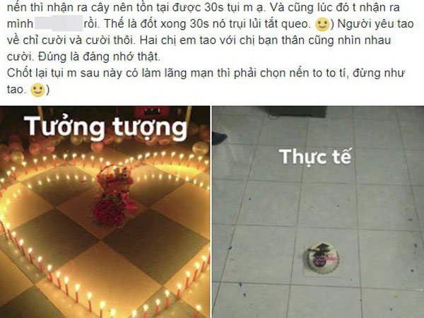 Muốn cắm nến hình trái tim lung linh mừng sinh nhật người yêu, cô nàng vụng về nhận ra kết cục không như là mơ