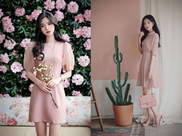 Muôn kiểu váy hồng nude ngọt ngào cho các nàng xinh như tiên giáng trần trong mùa thu tràn đầy hương sắc