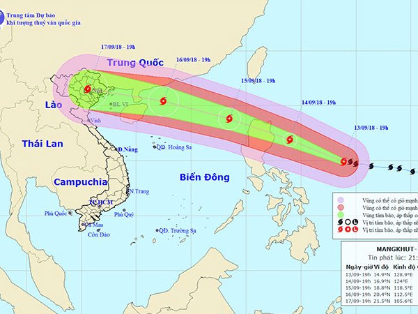 Dự báo thời tiết 14/9: 2 kịch bản siêu bão Mangkhut
