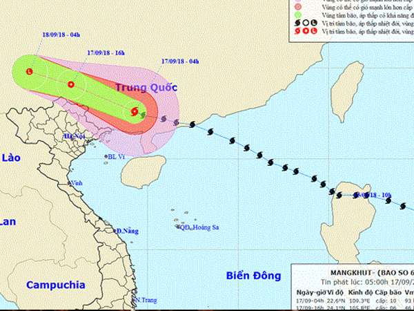 Bão Mangkhut sẽ suy yếu thành áp thấp nhiệt đới trên đất liền của Trung Quốc