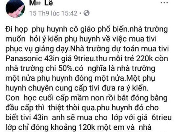 Đưa thông tin tiền trường lên Facebook, phụ huynh bị công an mời làm việc
