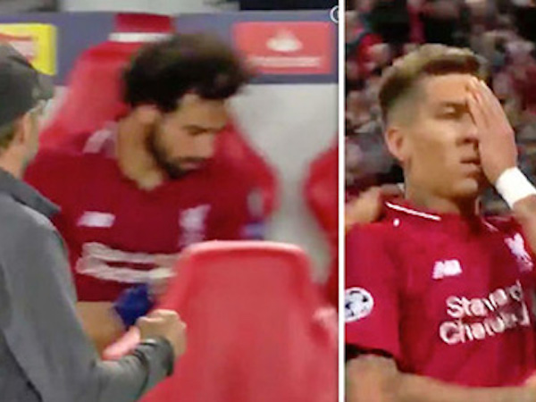 Salah ném chai nước tức giận khi Firmino ghi bàn