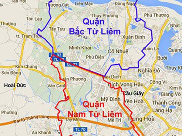 Hà Nội: Sẽ điều chỉnh địa giới 3 quận Cầu Giấy, Nam - Bắc Từ Liêm