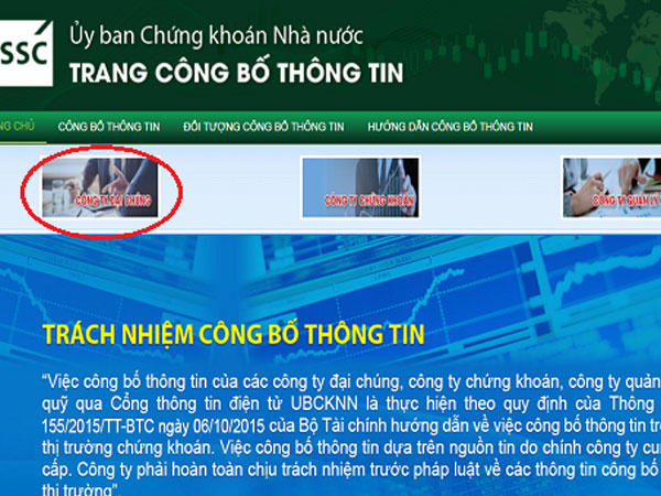 Trang công bố thông tin của UBCKNN 'dính' lỗi không truy cập được công bố của công ty đại chúng