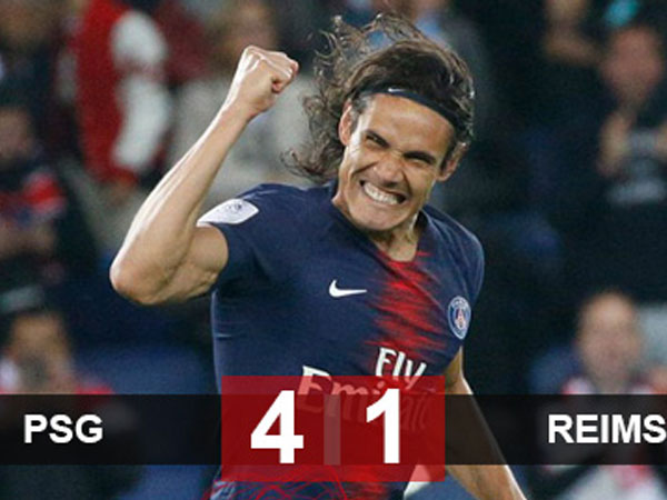 PSG 4-1 Reims: Cavani lập cú đúp giúp PSG tạo kỷ lục