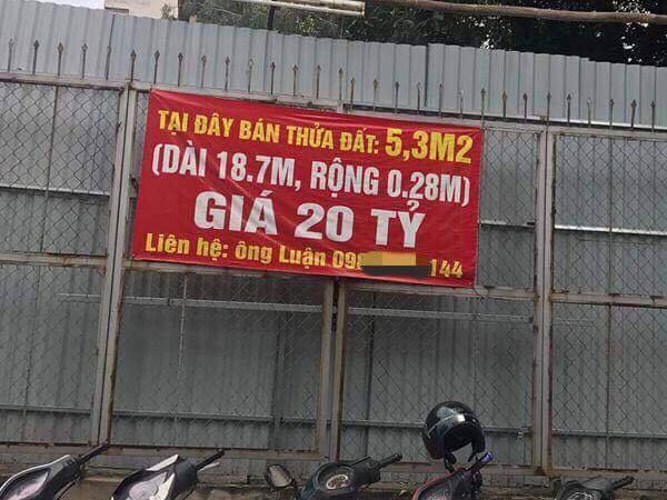 Miếng đất 5,3m2 được rao bán 20 tỷ tại Hà Nội gây sốc giới bất động sản