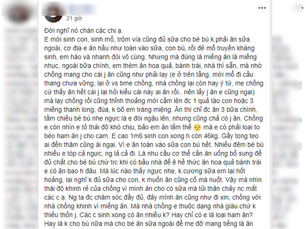 Vợ mới sinh con, cả nhà chồng giàu có không những không bồi bổ mà còn lườm nguýt: Ăn gì ăn lắm thế!