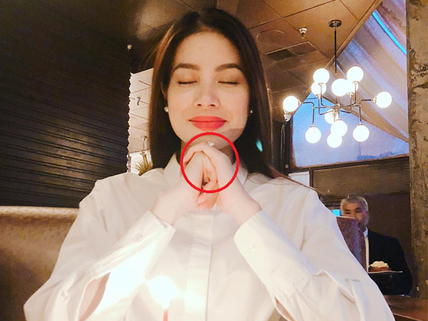 Tảng lờ chuyện sang Mỹ sinh con nhưng Phạm Hương lại để lộ chiếc nhẫn lạ trên ngón tay áp út