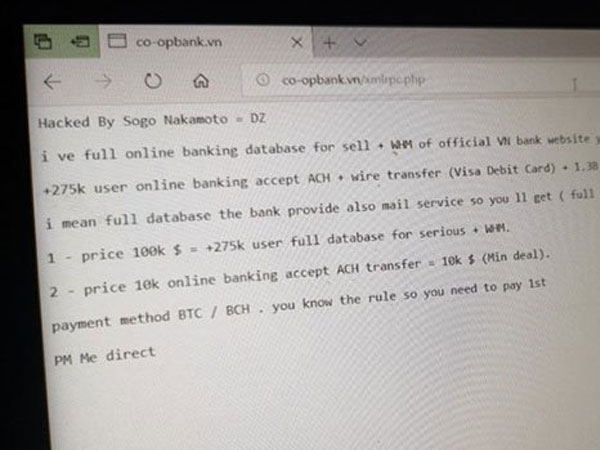 Website Ngân hàng Hợp tác xã Việt Nam bị hack, khách hàng của ngân hàng này cần làm gì?