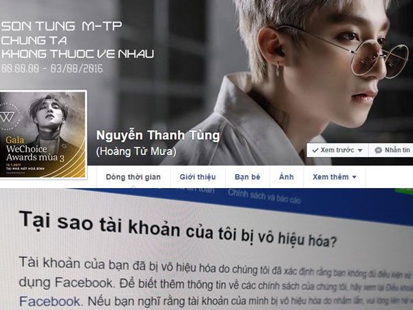 Sơn Tùng M-TP bị Facebook vô hiệu hóa trang cá nhân?