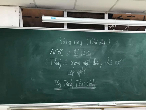 Thầy giáo Thái Bình cho học sinh nghỉ để đi đám cưới người yêu cũ?