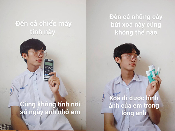 Thanh niên dùng bút xoá, máy tính casio, thước kẻ... thay lời yêu gửi crush