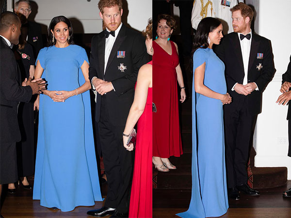 Diện đầm suông rộng giấu dáng nhưng đây là lần Công nương Meghan lộ bụng bầu rõ nhất