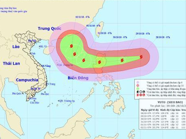 Siêu bão giật trên cấp 17 gần Biển Đông