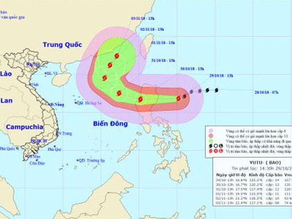 Tin mới nhất về bão Yutu: Gây mưa, biển động dữ dội ở vùng biển Đông Bắc Biển Đông