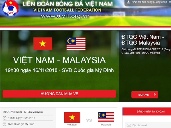 ‘Cháy vé’ online trận Việt Nam gặp Malaysia, người hâm mộ chỉ có thể mua trực tiếp